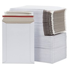 100 Pack 6x8 Rigid Mailers, 550 GSM Self Adhesive Stay Flat Cardboard Envelopes