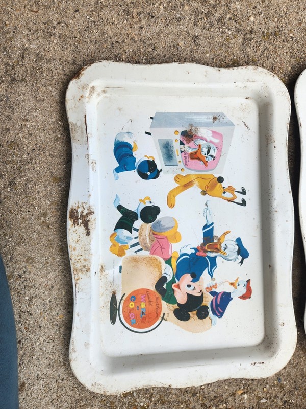 1961 Walt Disney's Wonderful World Of Color Metal TV Tray Mickey Pluto Donald #