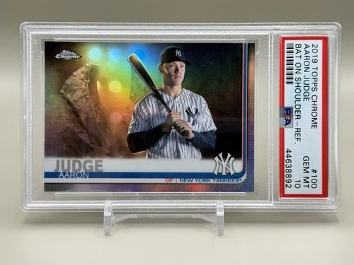 Topps 2019 Chrome Aaron Judge Bat On Shoulder Refractor #100 PSA 10 Yankees