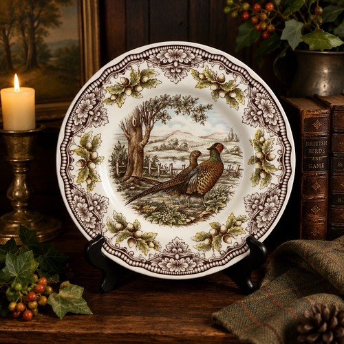 Victorian English Pottery Edward Challinor Pheasant Dinner Plate 9” England