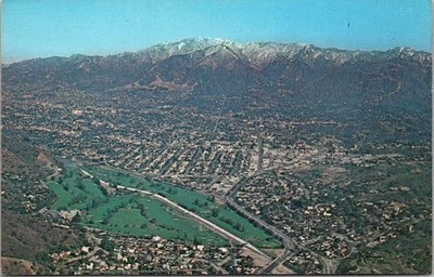 c1960 Aerial View Montrose & San Gabriel Mountains Glendale California CA Postca