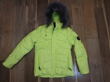 Obermeyer Girl's Neon Green Faux Fur Hood Meghan Winter Ski Jacket Sz L 14-16