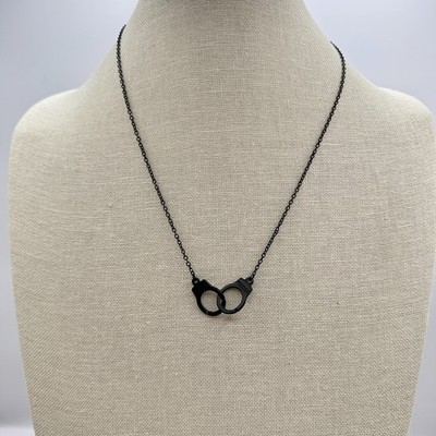 Vintage Y2K Freedom Black Handcuff Pendant Necklace Classic Fashion Jewelry