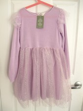 H M Lavender Tutu Tulle Long Sleeve Dress w/Lace Girls Size 8/10 New NWT