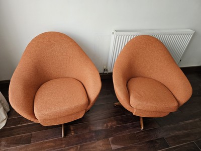 Greaves And Thomas Style Vintage Mid Century Swivel Egg Chairs