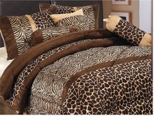 GrandLinen 7 Piece Brown Queen Size Safari Bed in A Bag Animal Print Zebra, Gira