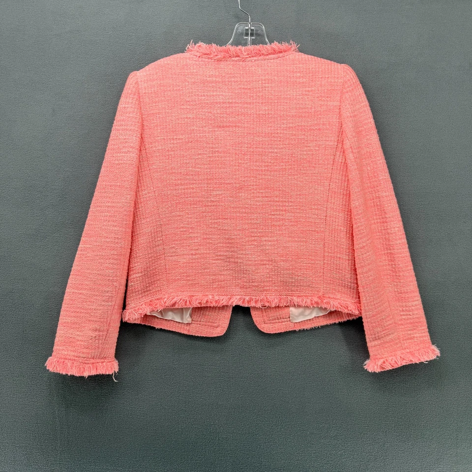 Alice + Olivia куртка Blazer женщин маленький / 6 розовый твид укороченный шик с подкладкой - Изображение 3 из 4