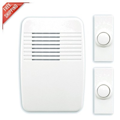 Heath/Zenith Wireless Plug-In Door Chime Kit with 2 Push Buttons - Classic White