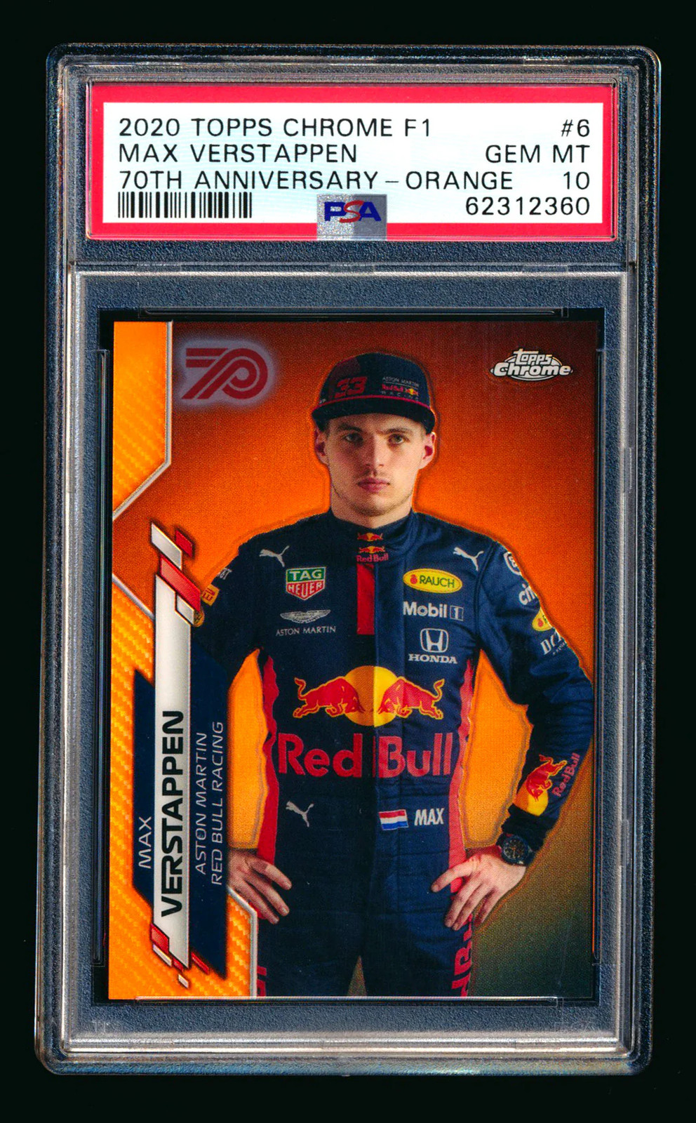 2020 Topps Chrome F1 #6 Max Verstappen RC 70th Orange Refractor Portrait PSA 10!