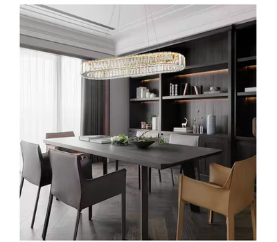Y'INSP 1-Light Chrome Oval Crystal Chandelier Ring Pendant Dining Room