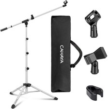 CAHAYA Tripod Microphone Stand Boom Arm Floor Mic Stand with Carrying Bag and 2