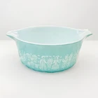VTG Pyrex Turquoise Amish Butterprint #475 B Casserole Dish 1950-1968 2 Quart