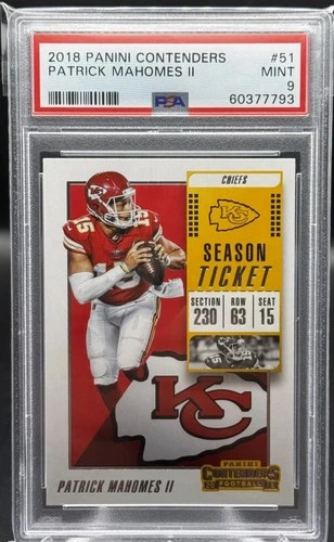 Patrick Mahomes II  2018 Panini Contenders PSA 9 Mint #53 Kansas City Chiefs