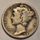 Nicer Low Mintage "fine++" 1928 D Mercury Head Dime
