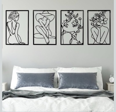 4 Pcs Metal Wall Art Decor Minimalist Abstract Woman Wall Art Line ...