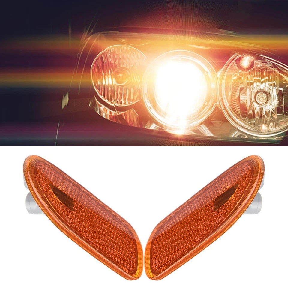 Left&Right Bumper Side Marker Lights Plastic Signal Turn 1 Pair Amber New - Image 3 of 4