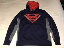 Superman DC Comics Men  s Pullover Hoodie Size M Blue And Grey
