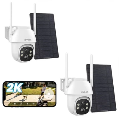 2PCS ieGeek Outdoor 4G Lte Solar Security Camera Wireless Home Battery CCTV Cam - Image 1 of 4