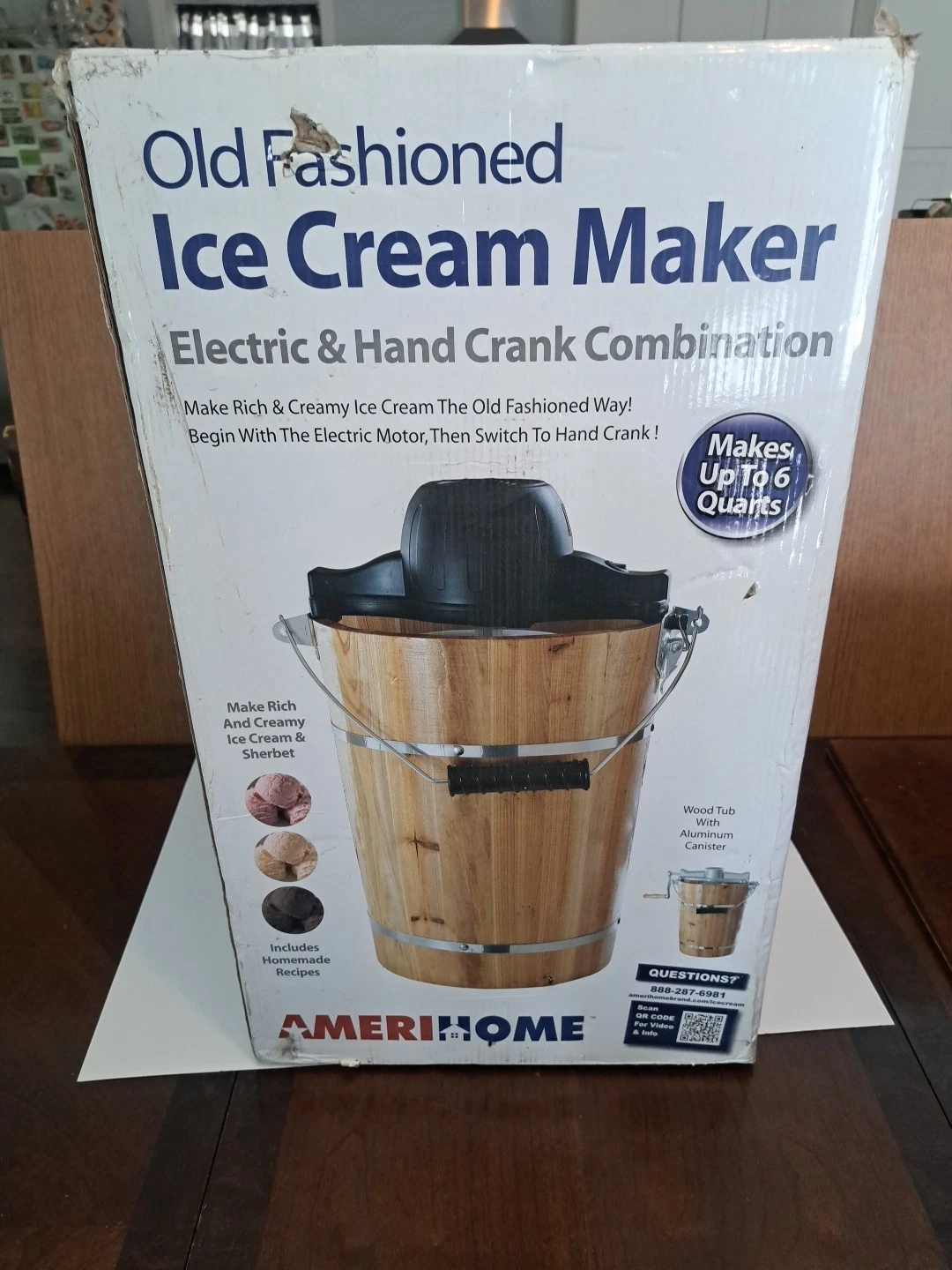 New Open Box AMERIHOME 6 QT ELEC/HAND ICE CREAM MAKER (Box Shows Wear)
Opens in a new window or tab