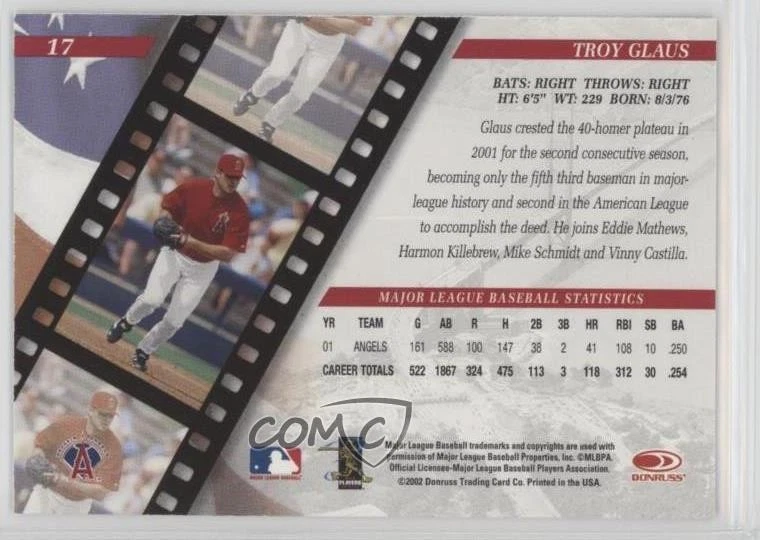 2002 Donruss Studio Troy Glaus #17 - Image 2 of 2