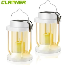 Solar Lantern Hanging Lights Flickering Flameless Candle Outdoor Garden Decor