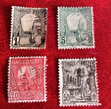 Briefmarke Tunesien 1+5+20+50 gestempelt
