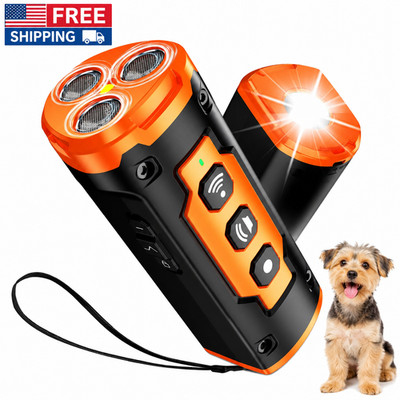 Dog Bark Deterrent Device 50FT Rechargeable USB-C Ultrasonic Trainer Flashlight