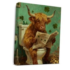 Highland Cow Bathroom Wall Art St. Patrick's Day Decoration, Highland Cow
