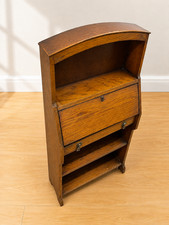 Vintage Oak Writing Bureau Desk Drop Front Pigeonholes Drawer Shelves