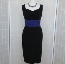Precis Dress UK 12 Black Purple Sleeveless Ruched Stretch Bodycon Formal Party
