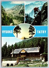 Vtg Postcard High Tatras Mountain Climbing Chalet Vysoke Tatry Slovakia Posted