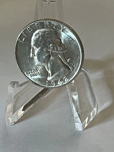 1942 (P) Washington Quarter 90% Silver AU + US Coin HIGHER GRADE # HB20 SCRATCH