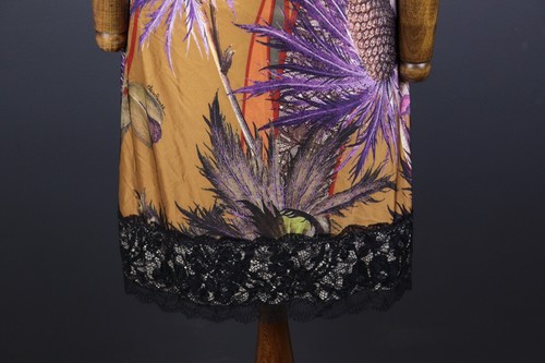 CLASS ROBERTO CAVALLI Multicolor Floral Long Sleeve Shift Midi Dress Size M - Picture 9 of 10