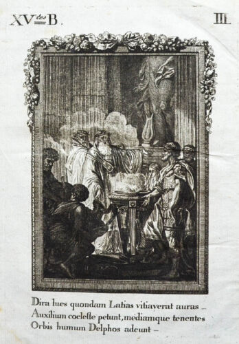 1822 Ovid Metamorphosen Orakel von Delphi Äskulap Asklepios Original-Kupfer - Afbeelding 1 van 1
