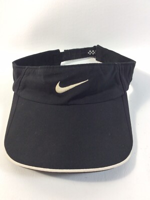 Nike Fit Dry Sun Golf Visor Adjustable Hat Cap Tennis Men Women Black White | eBay