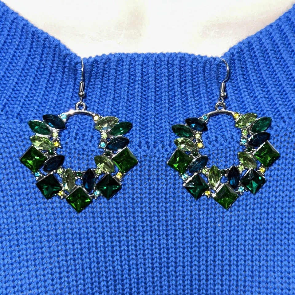 J Crew 水钻蓝宝石翡翠爱尔兰绿色耳环出价 4 个慈善 ❤️244x3 — 第 4/4 张图片