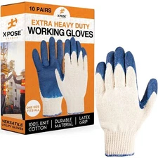 Blue Palm Latex Rubber Coated Knit Working Gloves