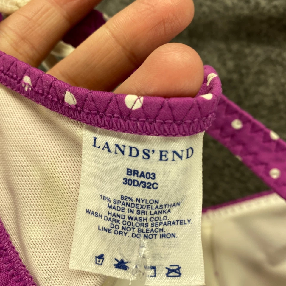 Lands' End比基尼上衣女式30D / 32C粉色圆点衬垫尼龙 — 第 3/4 张图片