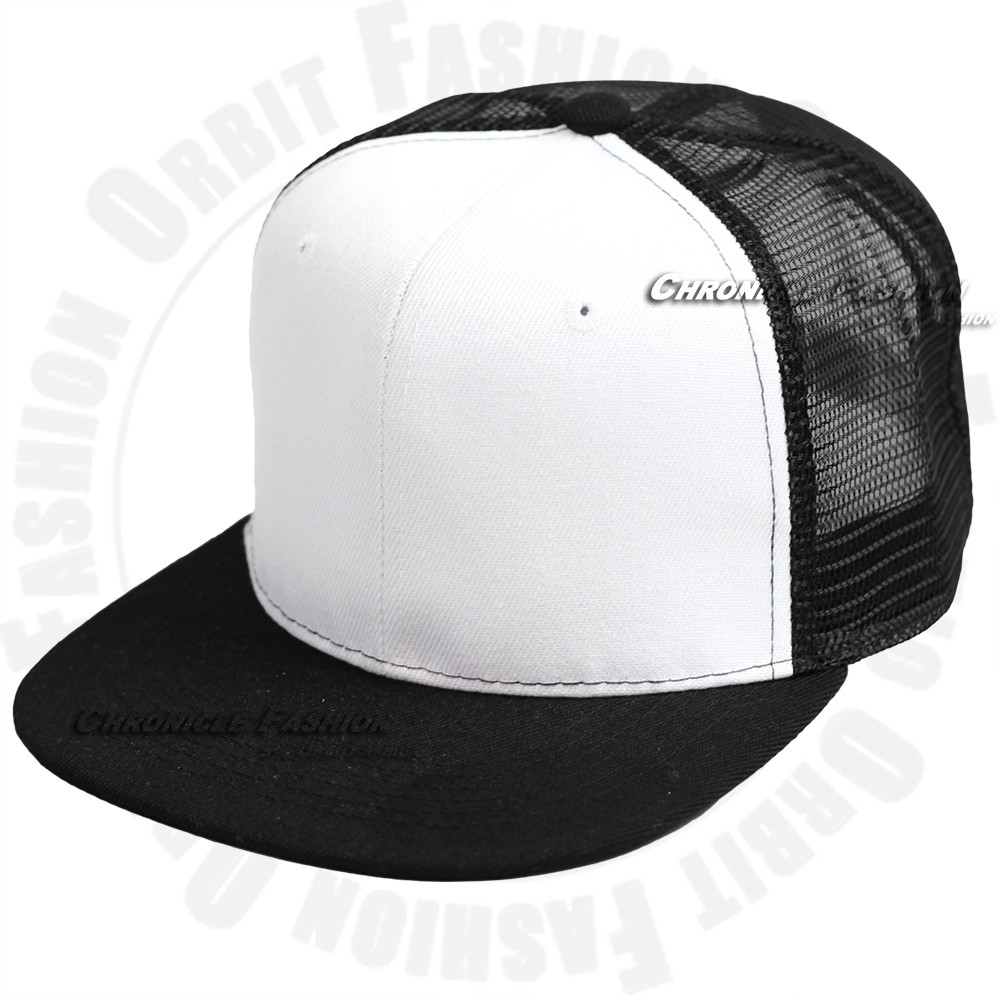 Trucker Hat Mesh Baseball Cap Snapback Adjustable Plain Solid Hip Hop ...