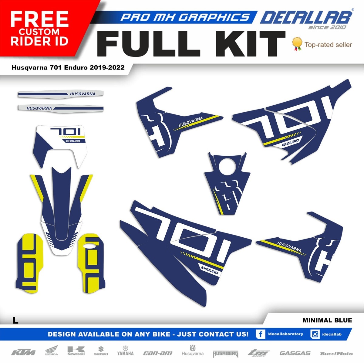 HUSQVARNA 701 Enduro 2019-2022 MX Sticker Graphics Kit WHITE
