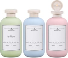 6.7 oz Plastic Portable Shampoo Bottles, Travel Ounce, Green Blue Pink