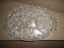 Kabaret, bardzo ładny kryształ, 5 przegródek, owalny, 36 cm długości, 24 cm szerokości