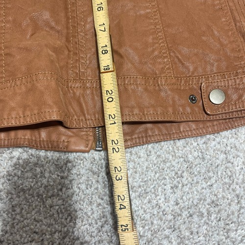 Rue 21 Bomber Jacket Womens Large Brown Biker Goth Brown Cropped Pockets - Picture 10 of 14