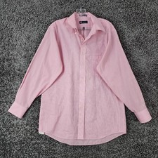 Chaps Mens Pink Check Long Sleeve Button Up Dress Shirt Size 15.5