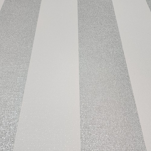 Striped gray silver off white stripes lines faux fabric light textured wallpaper - Picture 8 of 13