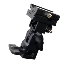 Cold Shoe Mount Flash Bracket with Swivel Tilt for Light Stand Umbrella Holder