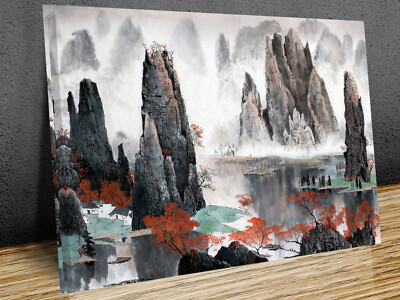 Chinesische Landschaft neblige Berge und Wasser Kunst Wand gerahmt oder nur Druck  