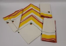 Dinner Napkins Set of 6 Vtg 70's Bob Van Von Allen Tulip MCM Yellow Orange Green