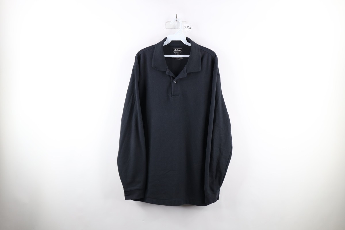 Vintage LL Bean Mens Large Distressed Blank Long Sleeve Rugby Polo 