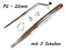 SET Auspuff + Krümmer P2 Steck Hercules Prima 2 3 4 5 Mofa NEU Herkules 22mm 